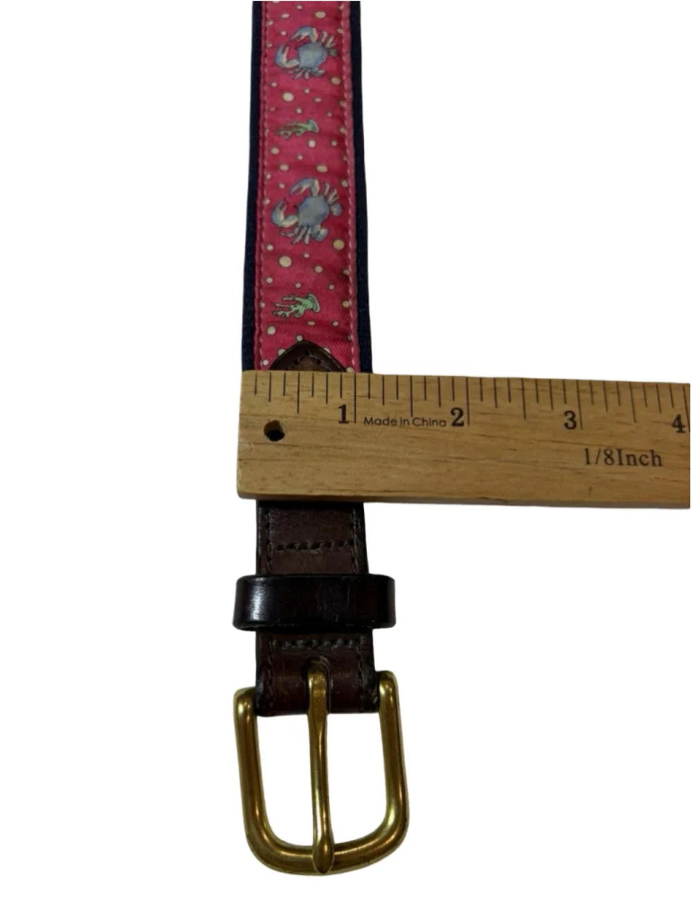 Vineyard Vines Crab Print Belt Size 28 USA Made Coastal Preppy